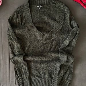 Express Size S Green V Neck Sweater